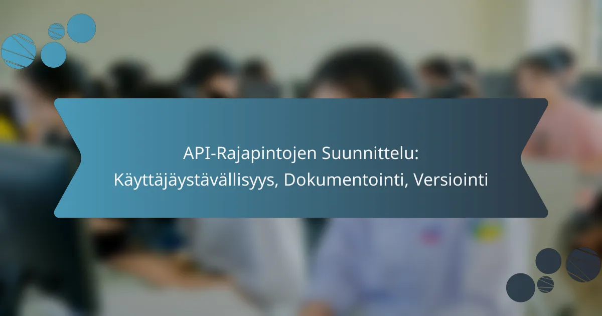 API-Rajapintojen Suunnittelu: Käyttäjäystävällisyys, Dokumentointi, Versiointi