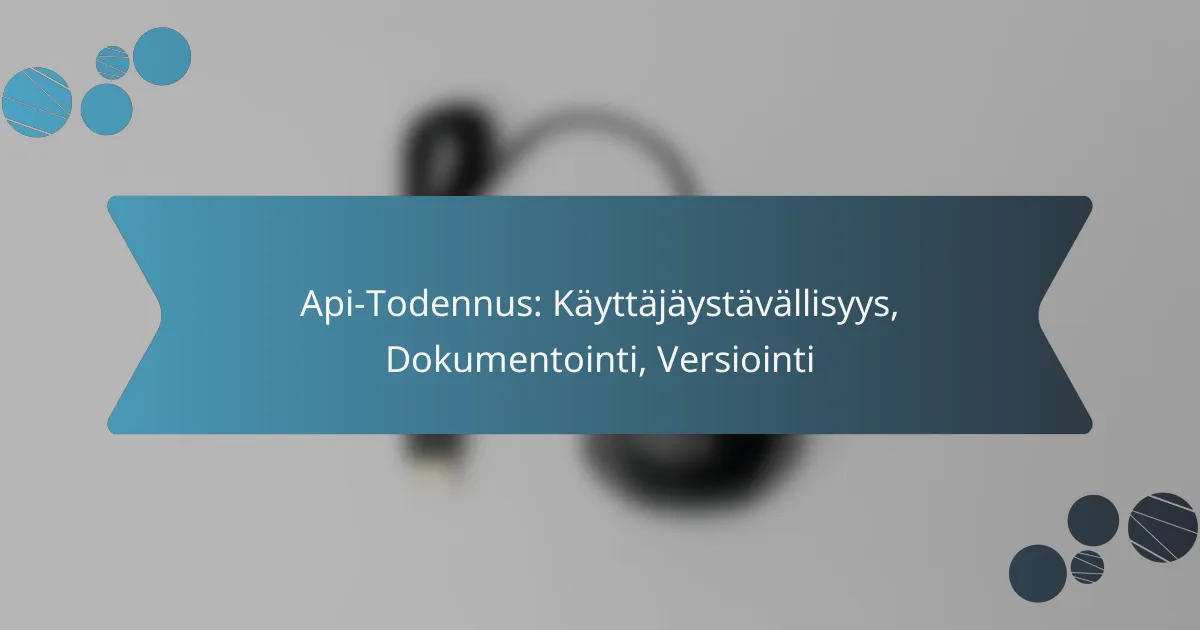 Api-Todennus: Käyttäjäystävällisyys, Dokumentointi, Versiointi