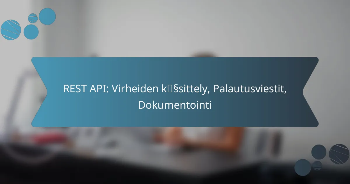 REST API: Virheiden käsittely, Palautusviestit, Dokumentointi