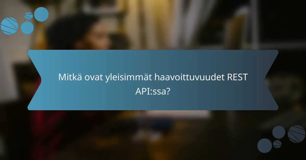 Mitkä ovat yleisimmät haavoittuvuudet REST API:ssa?